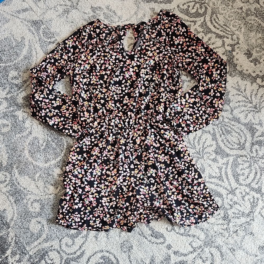 Floral Black Romper